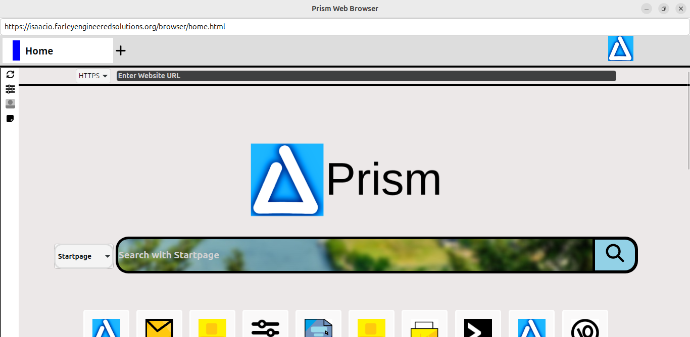 Screenshot Running Browser Home Page